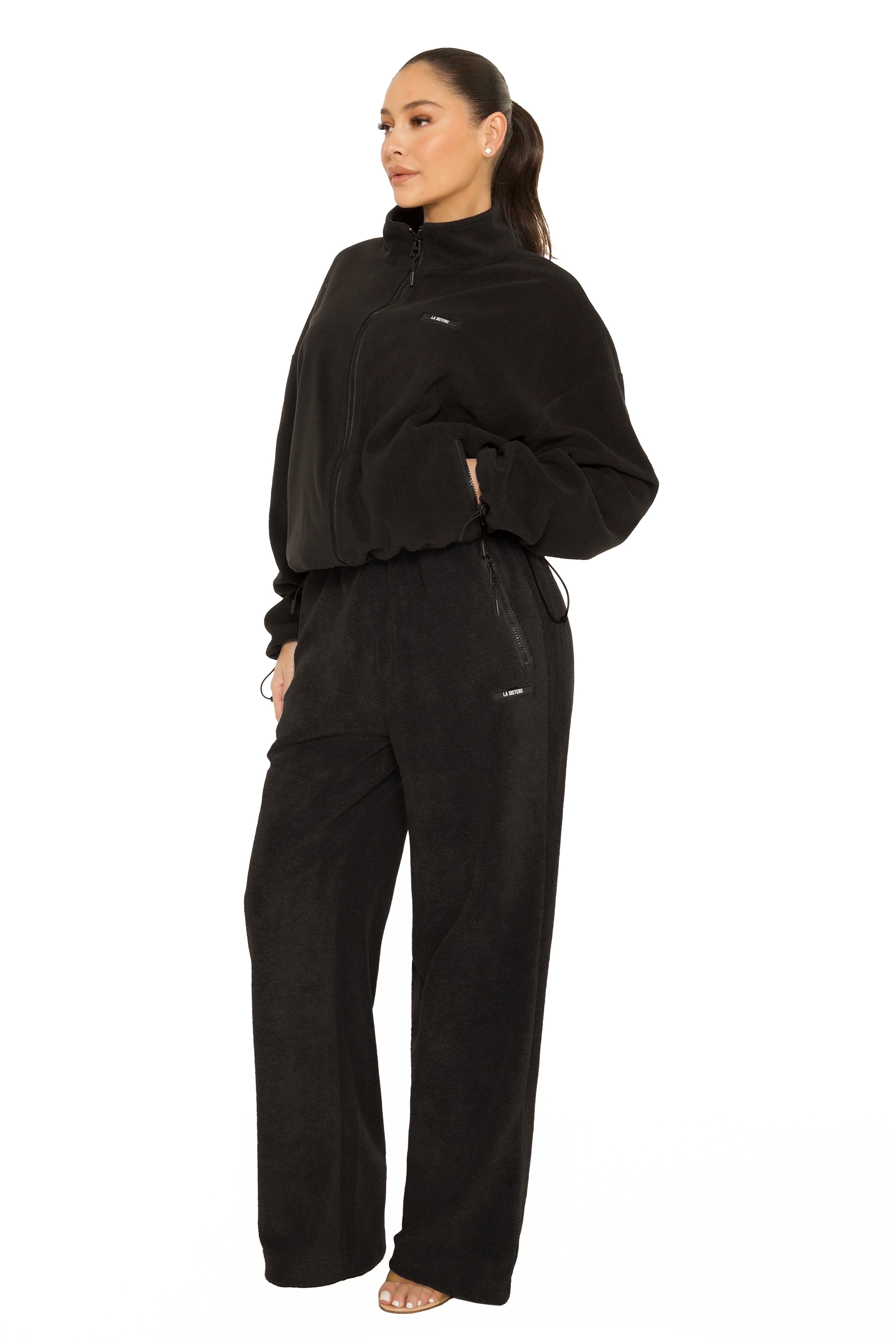 Fleece Straight Leg Pants Black