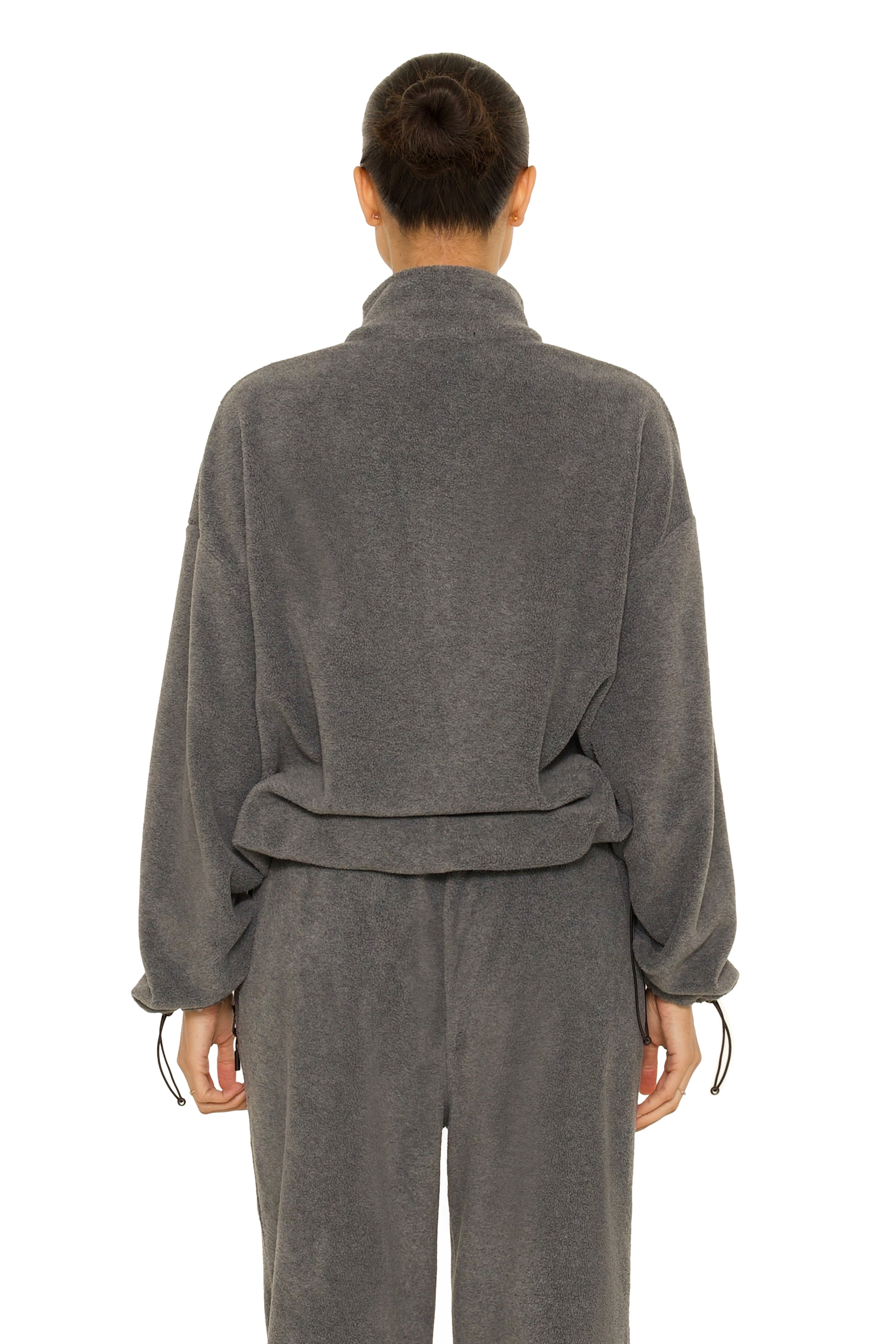 Fleece Zip Up Jacket Grey – Jevidy